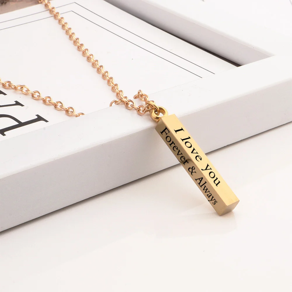 

Fashion Stainless Steel Wishing Pillar Pendant Necklaces For Women Men New Metal Lettering Love Couple Necklace Jewelry Gift