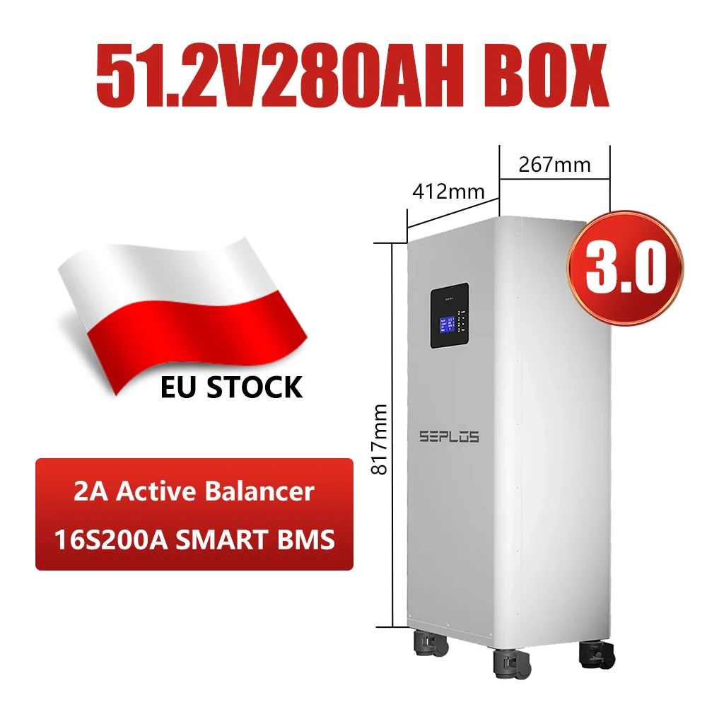 폴란드 세플로스 V3 V4 JK BMS 배터리 박스 12V 48V 105AH 280AH 304AH 314AH DIY 키트 15kWh 16kWh 태양광 시스템용 VAT 무료 EU DDP