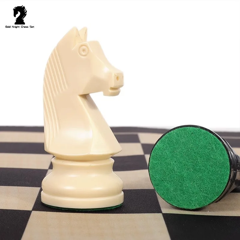 Portable Children's Chess Set Game 95mm King Weighted Chess Pieces International Standard Teaching Set