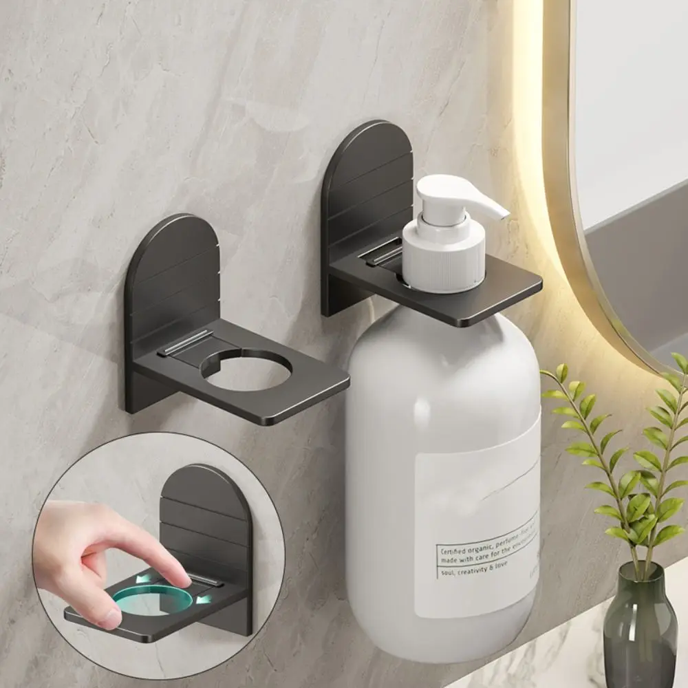 Metal Self-Adhesive Shampoo Bottle Shelf Free of Punch Shower Gel Liquid Bottle Holder Bathroom Shelf Organizer Hook