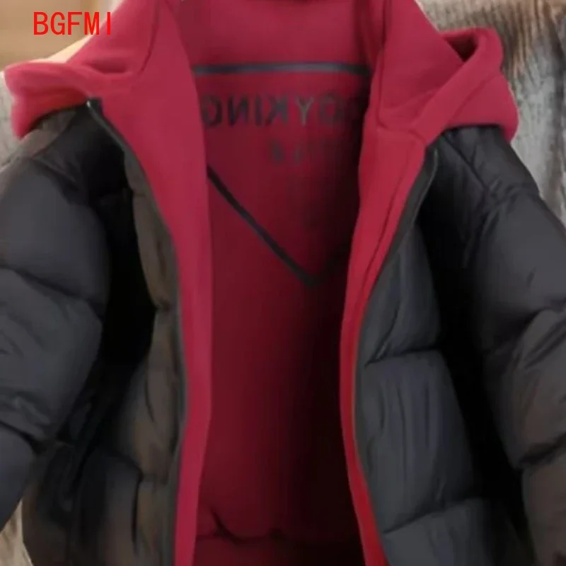 Girls Boys Reversible Cotton Padded Jacket Children's Winter Overalls Korean Thick Kids Outerwear Hooded Teenager Padding Coat