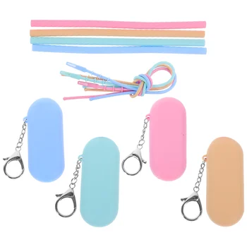 재사용 가능한 실리콘 빨대, 파티 빨대 클리너 브러시, 여행용 스무디 보관함, 가정용, 4 세트
