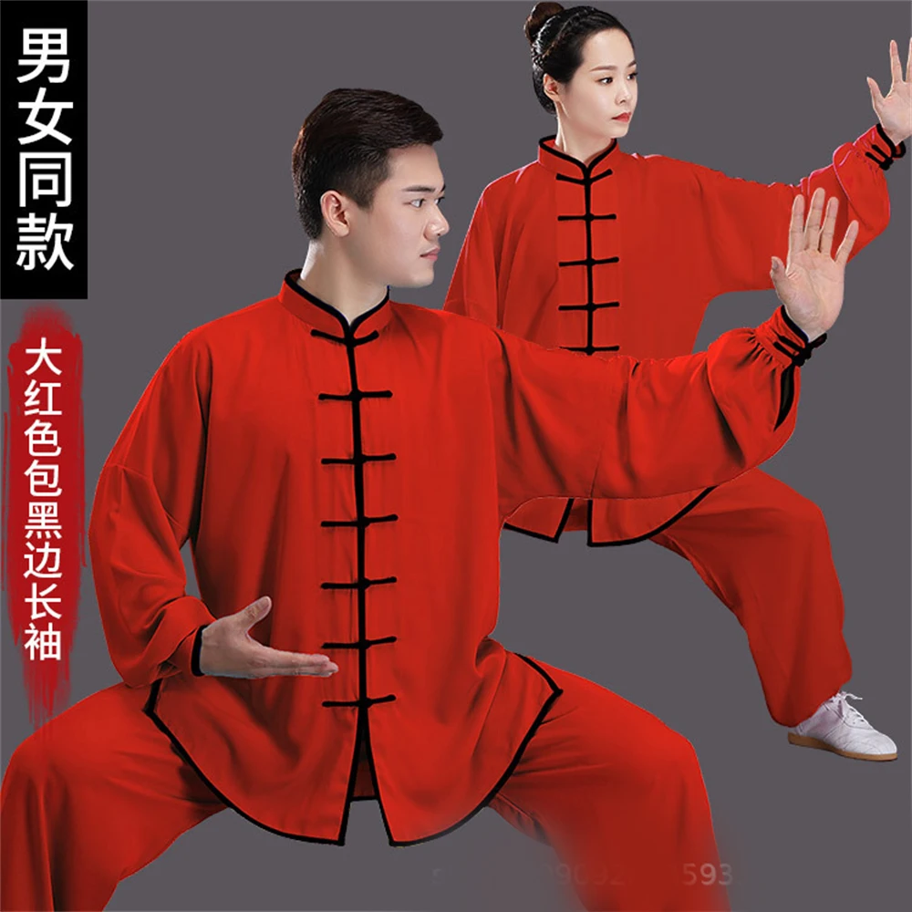 Tai Chi Kung Fu Uniform Set Traditional Chinese Clothing Long-sleeved Unisex Wushu Loose Comfortable Exercise Clothes Gift