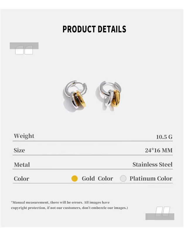 NiNice Stainless Steel Double Heart Drop Hoop Earrings for Women 18K PVD Plated Daily Charming Jewelry Accessories - Image 6