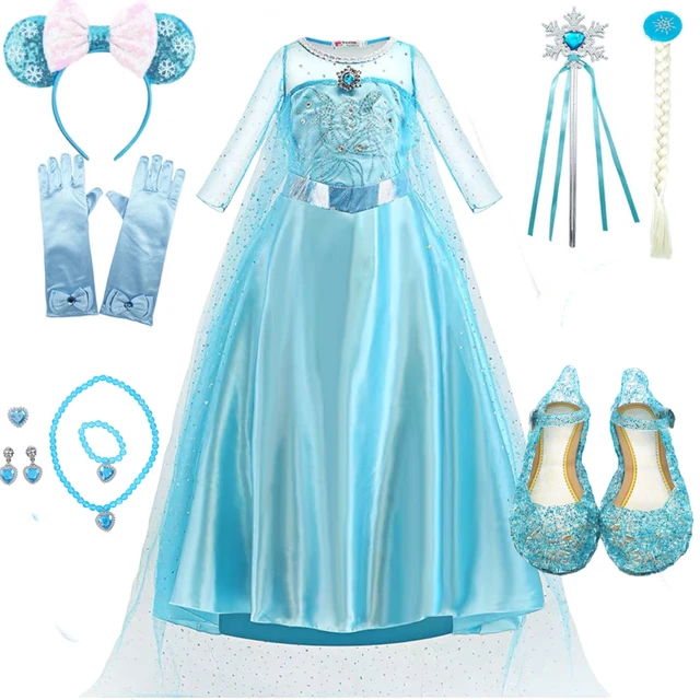 Ártico valor partido Democrático Vestidos de princesa de la Reina de la nieve para niñas, disfraz de Anna y  Elsa, ropa de Cosplay para fiesta de cumpleaños con capa larga y peluca,  XH28 _ - AliExpress