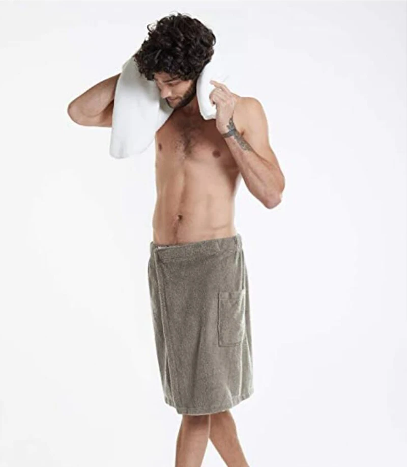Asciugamano da bagno indossabile da uomo con tasca per spiaggia_voghion.com