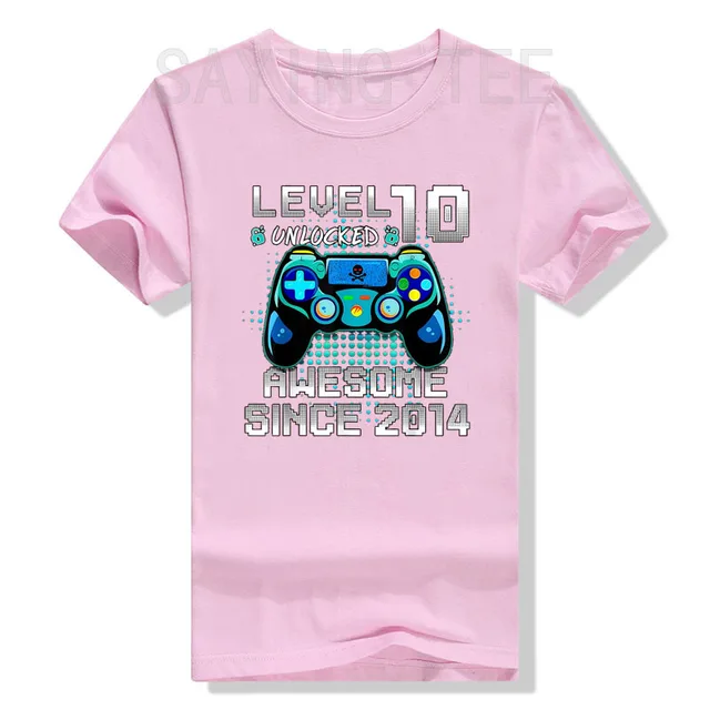 Level 10 Unlocked Awesome Since 2014 Gamer 10th Birthday T