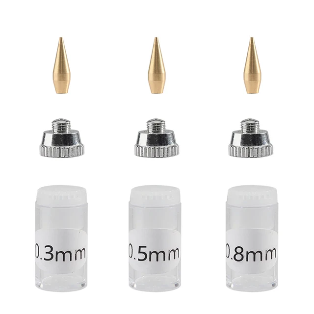 Kit 11 Pièces Buses Et Aiguilles Aérographe 0.3/0.5/0.8mm - Accessoires Nettoyage Et Rechange