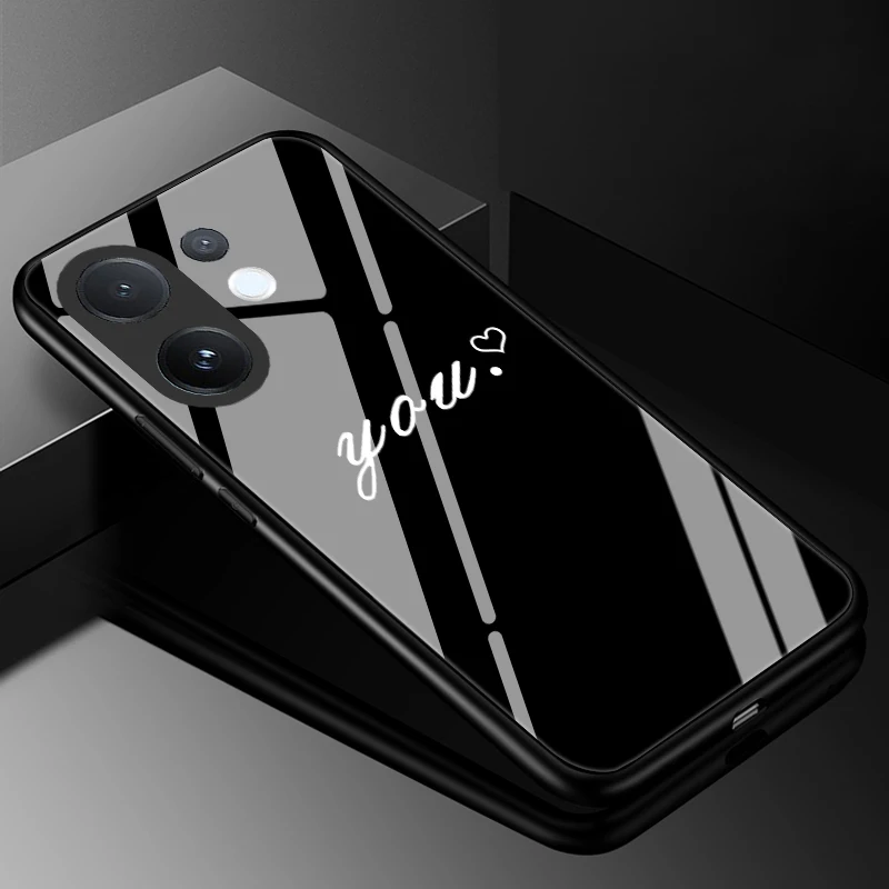 Luxury Tempered Glass Phone Case with Hard PC Bumper