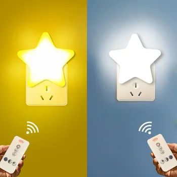 미니 만화 별 모양 야간 조명 원격 센서 제어 별 모양 LED 램프, 어두운 밤 어린이 침실 욕실 침대 옆 램프