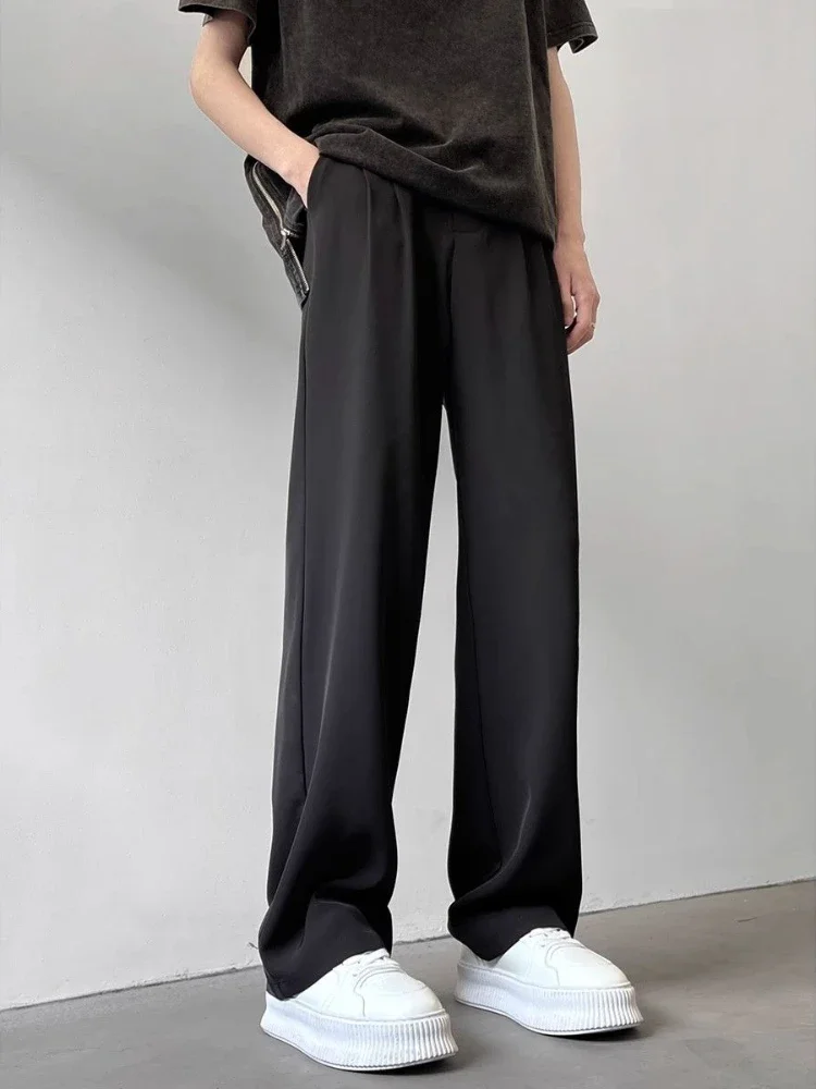 Pantalones de traje de seda de hielo fluido para hombre, pantalones anchos drapeados, pantalones refrescantes para hombres, ropa de trabajo, ropa de alta calidad, oferta elegante y barata