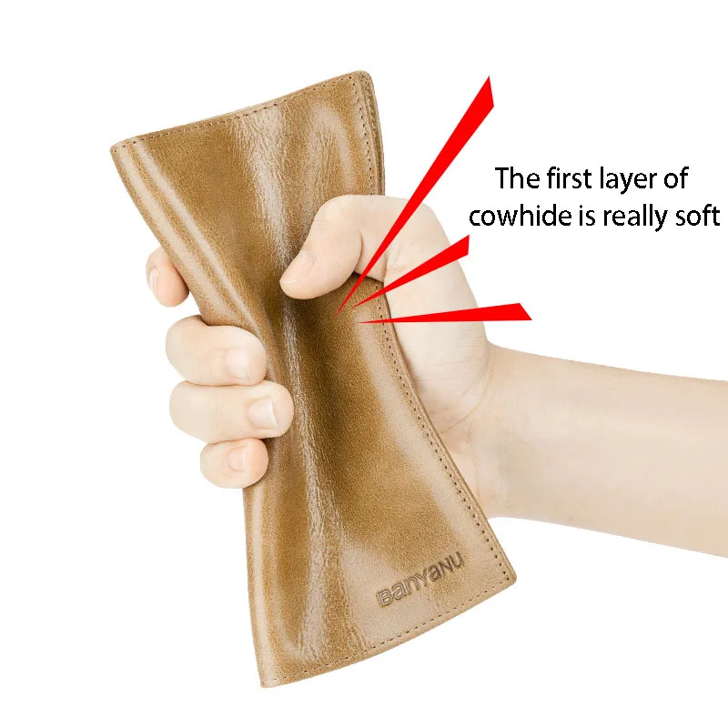 Leather wallet Men's cowhide ultra-thin anti-theft card swiping multi-functional long wallet handbag zipper wallet wallet purse 4
