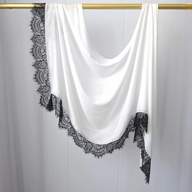 Hijab Ramadan en Rayonne, Coton et Modal, avec bordure en dentelle, Turban respirant, Châle uni en coton, Foulard pour femmes