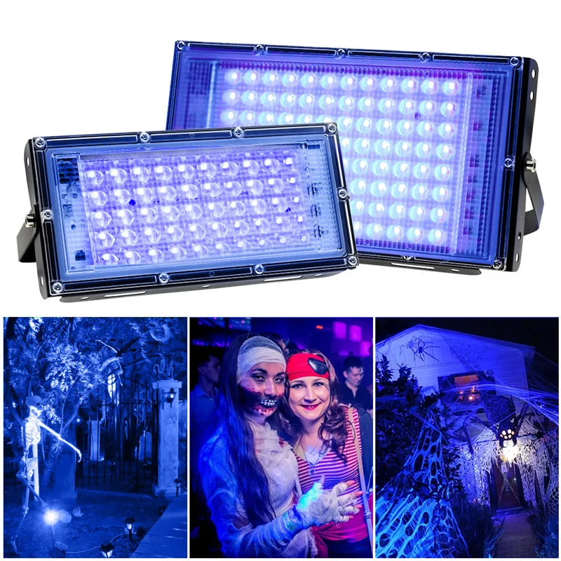 50W 100W LED UV Floodlight Stage Blacklight Ultraviolet Lamp Flood