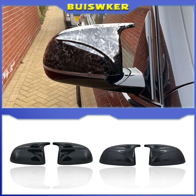 

High Quality Carbon Fiber Look Black Side Mirror Covers M Style Replacement for BMW X3 G01 X4 G02 X5 G05 2018 2019 2020 2021