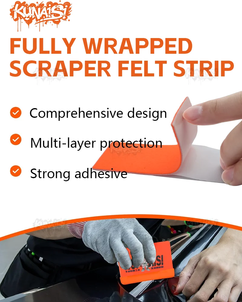 KUNAISI Auto Vinyl Wrap Tools Set Fenster Tönung Kit Neue Orange Gummi Rakel Film Anwendung Aufkleber Cutter Reinigung Wischer Werkzeuge – Detail 3