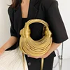 Handbags for Women 2024 New Gold Luxury Designer Brand Handwoven Noodle Bags Rope Knotted Pulled Hobo Silver Evening Clutch Chic 3