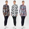 2PCS/Set Sporty Muslim Sportswear Women Top Pant Islamic Clothing Printed Geometric Patterns