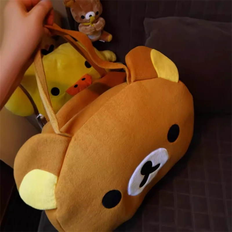 Rilakkuma Plüsch-Cartoon-Umhängetasche, Cartoon-Anime, lässige Tragetasche, Bär, Handtasche, weich, große Kapazität, Gepäcktasche, Geschenke, Mädchen – Detail 7