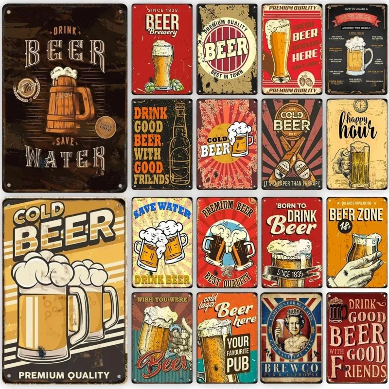 

Cold Beer Metal Poster Drink Retro Tin Sign Bar Club Pub Wall Art Decoration Plate for Modern Home Decor Aesthetic Gifts