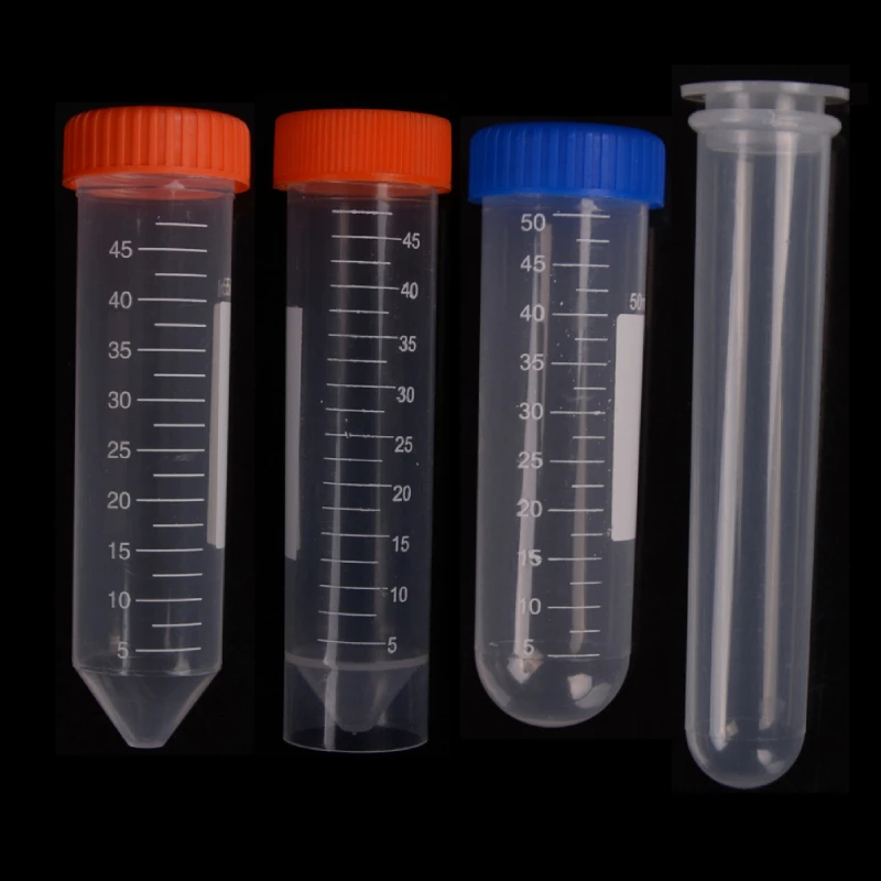 

10pcs 50ml Plastic Transparent Centrifuge Tube With Scale Free-standing With Screw Cap Laboratory School Educational Supplies A3