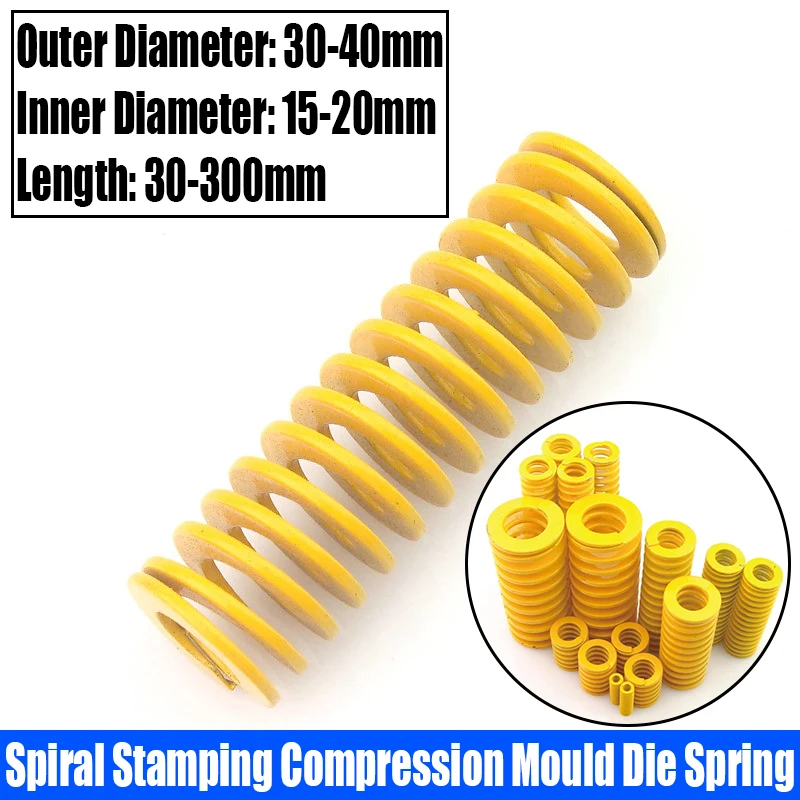 

1PCS Yellow Small Load Spiral Stamping Compression Mould Die Spring Outer Diameter 30-40mm Inner Diameter 15-20mm L=30-300mm