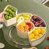Rotating Snack Tray with Lid and Handle - Multi-Compartment Fruit and Vegetable Serving Platter,Durable PP Material rolling tray 2
