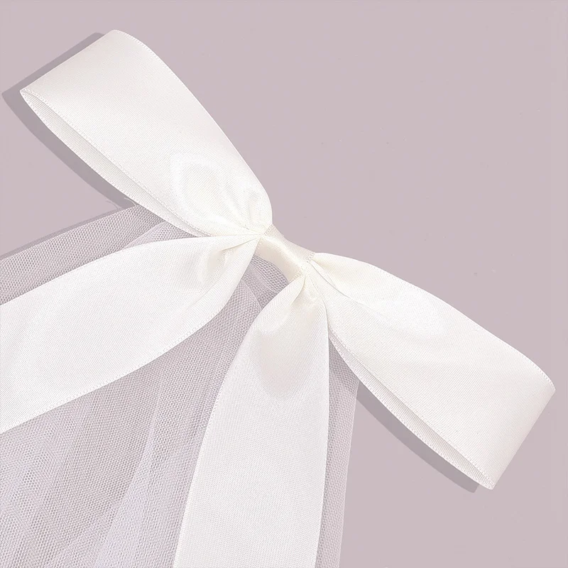 Bridal Veil With Hair Clip Cute Bow Tulle Wedding Veil for Bride Hairwear Jewelry