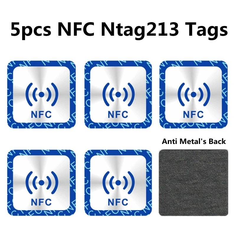 5pcs NFC Ntag213 TAG  Anti Metal Sticker Ntag 213 13.56MHz Universal Label RFID Token Patrol Ultralight for shortcut etc electric front door lock