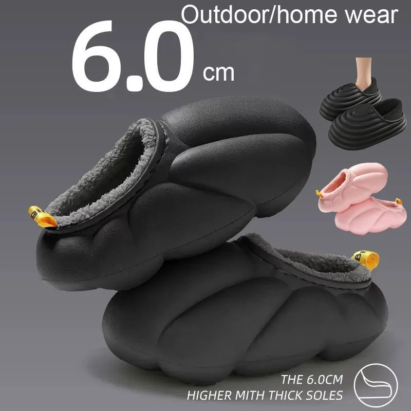 

Winter Thick Shoes pumps heels for women/men waterproof anti-skid couple sneakers household outdoor warm cotton slippers zapatos