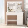Makeup Vanity with Lights, 37inch Vanity Desk with Power Strip, 4 Drawers Makeup Table with Lighted Mirror, 3 Lighting C 1