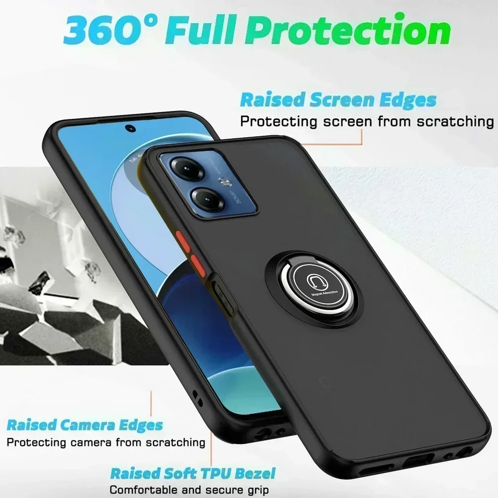 Shockproof Armor Matte Case with Magnetic Ring Stand Holder