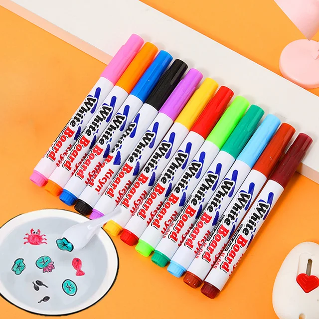 8/12 Colors Magical Water Floating Student Painting Brush Whiteboard Markers  Pen Suspension Kids Educational Painting Pen Toys - Drawing Toys -  AliExpress