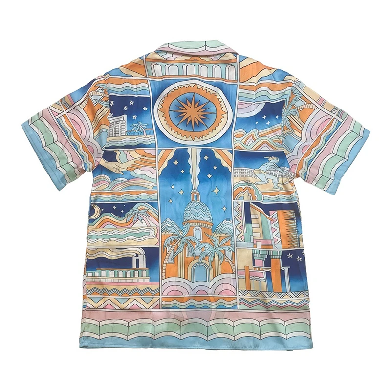 

New style Casablanca Shirt Men Women Hawaii Beach Silk Shirts hippie clothes