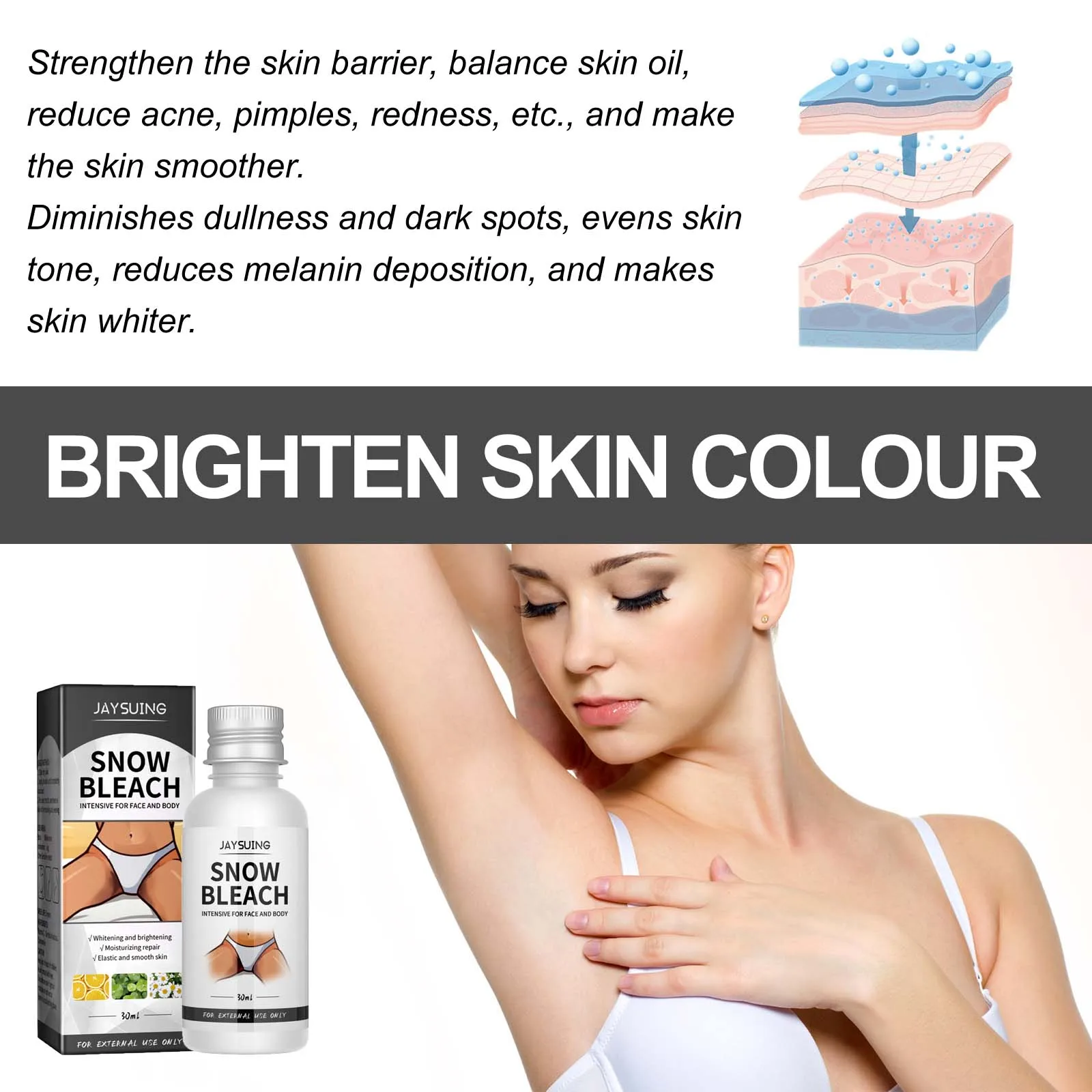 Body Snow Bleach Cream Nicotinamide Brighten Private Parts Underarm Bleaching Armpit Elbow Knees Joint Removal Dark Spot Melanin 4