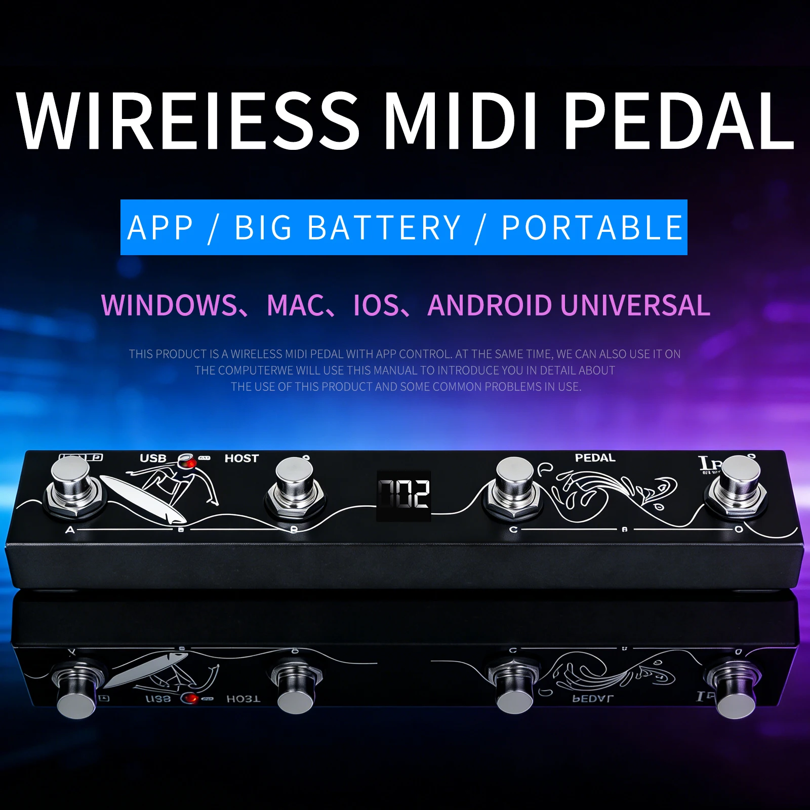 IRIN CHOCOLATE plus Wireless Bluetooth MIDI Pedal Controller Portable Footswitch with App Control Compatible with Windows