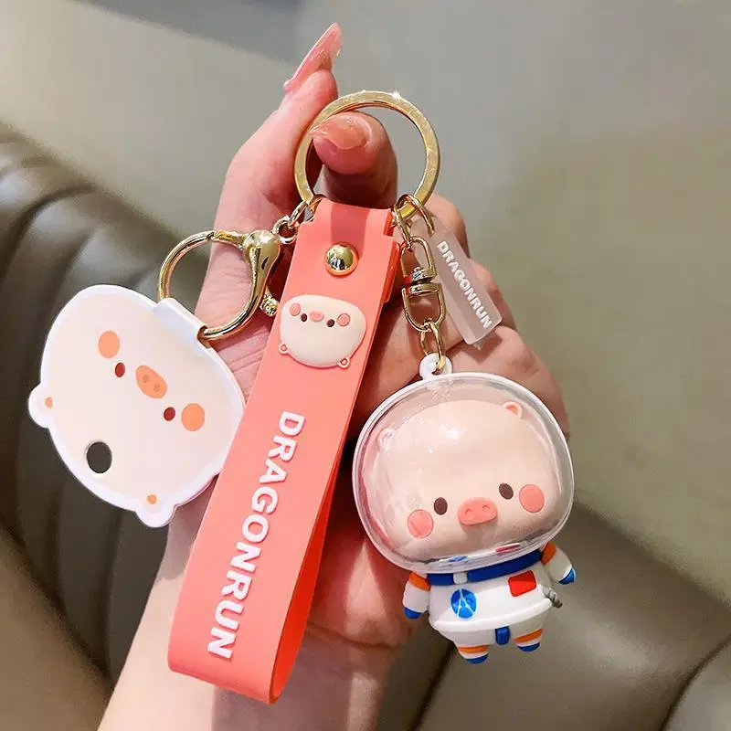 

Key Chain Cute Piglet Astronaut Cartoon Creative Design Car Bag Accessories Couple Pendant Birthday Business Gift