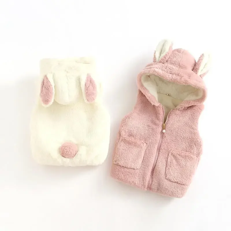0-4 Yrs Baby Girls Vest Coat Cute Rabbit Fashion Baby Jacket For Girls Hooded Waistcoat Autumn Newborn Outwear Children Clothing