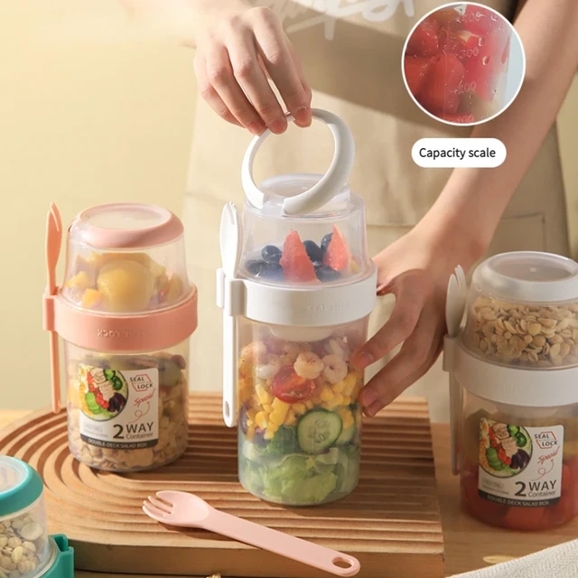 400ml Large Capacity Salad Cups Portable Overnight Oats Container As Lunch  food