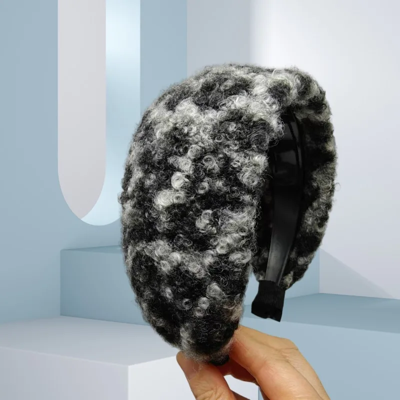 Neues Filz-Stirnband mit breiter Krempe, warm im Herbst und Winter, hoher Totenkopf, Retro-Leopardenmuster, Temperament-Haarbänder für Frauen