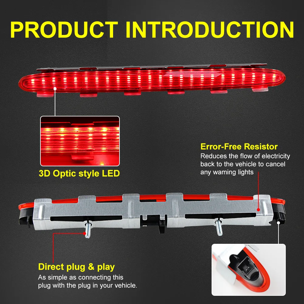 Anzio Red LED Third Brake Light Assembly For 2003-2009 Mercedes CLK-Class (W209/C209) – Direct Replacement