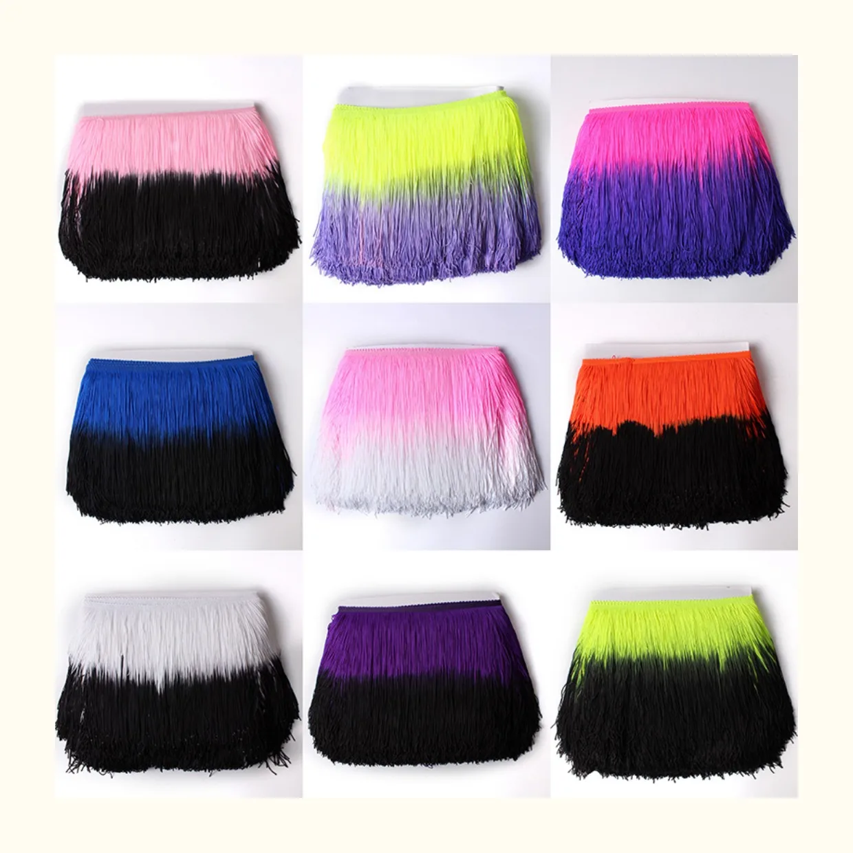20cm Colorful Tassel Fringe Trimming for Clothing Sewing Latin Dress Stage Home Decoration Lace Trim DIY Accessories