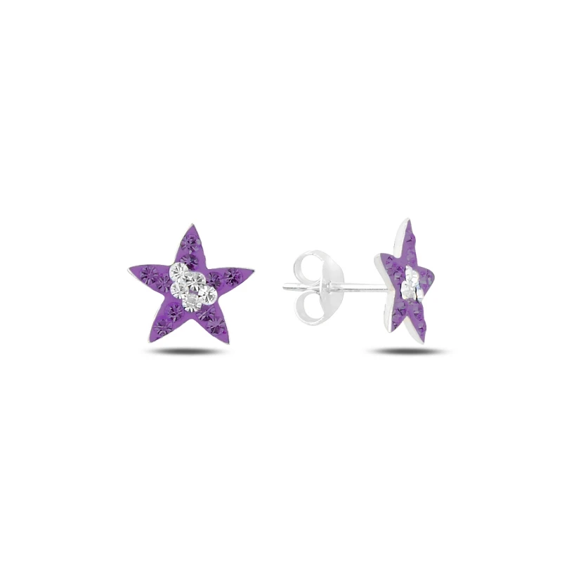

Silver 925 Sterling Star Crystal Stone Earrings
