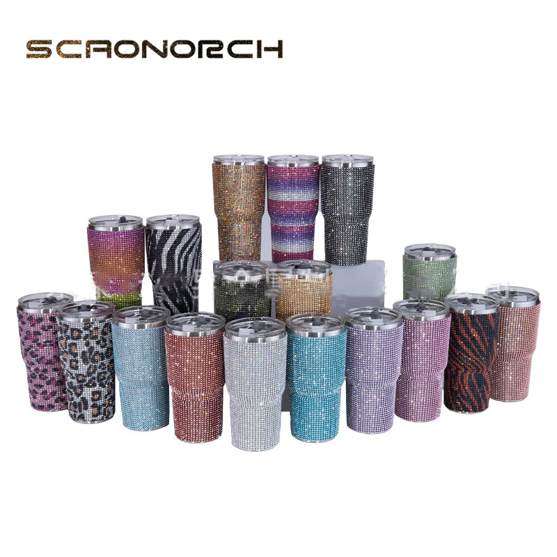 

Bling Coffee Mug Ice Cup Diamond Water Bottle Tumbler Rhinestone Thermos Bottle Double Wall Vacuum Flasks Keep Cold Hot Drink