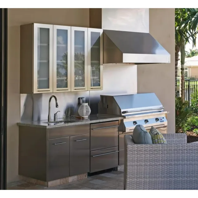 ครัวกลางแจ้งพร้อมหลังคา ชุดครัวสวนกลางแจ้ง ตู้ครัวบาร์บีคิว 3