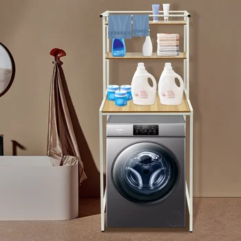 [Mensola portaoggetti per lavastoviglie e asciugatrici] Mensola per lavastoviglie a 3 livelli - Organizzatore salvaspazio per il bagno - Design a colori in legno bianco 1