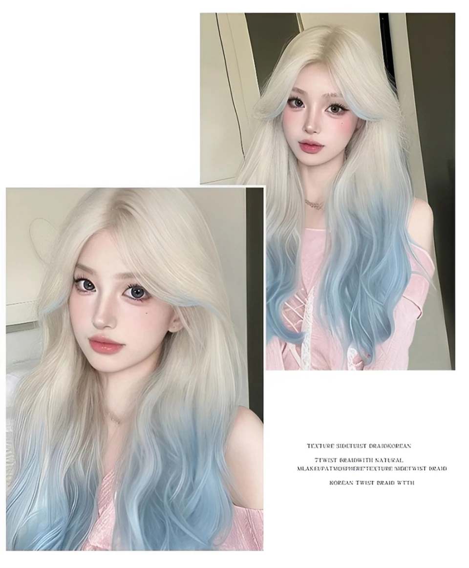 Blue Ombre Synthetic Cosplay Wig for Women