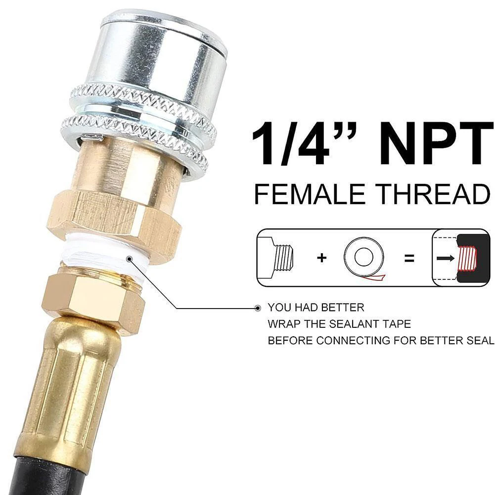 1/2Pcs Lock On Air-Chuck 1/4NPT Closed Flow Brass Tire Air-Chuck For Inflator Gauge And Air Compressor Tire Repair Tools