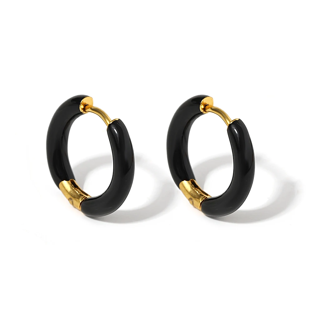 Colorful Neon Enamel Huggie Hoops for Women