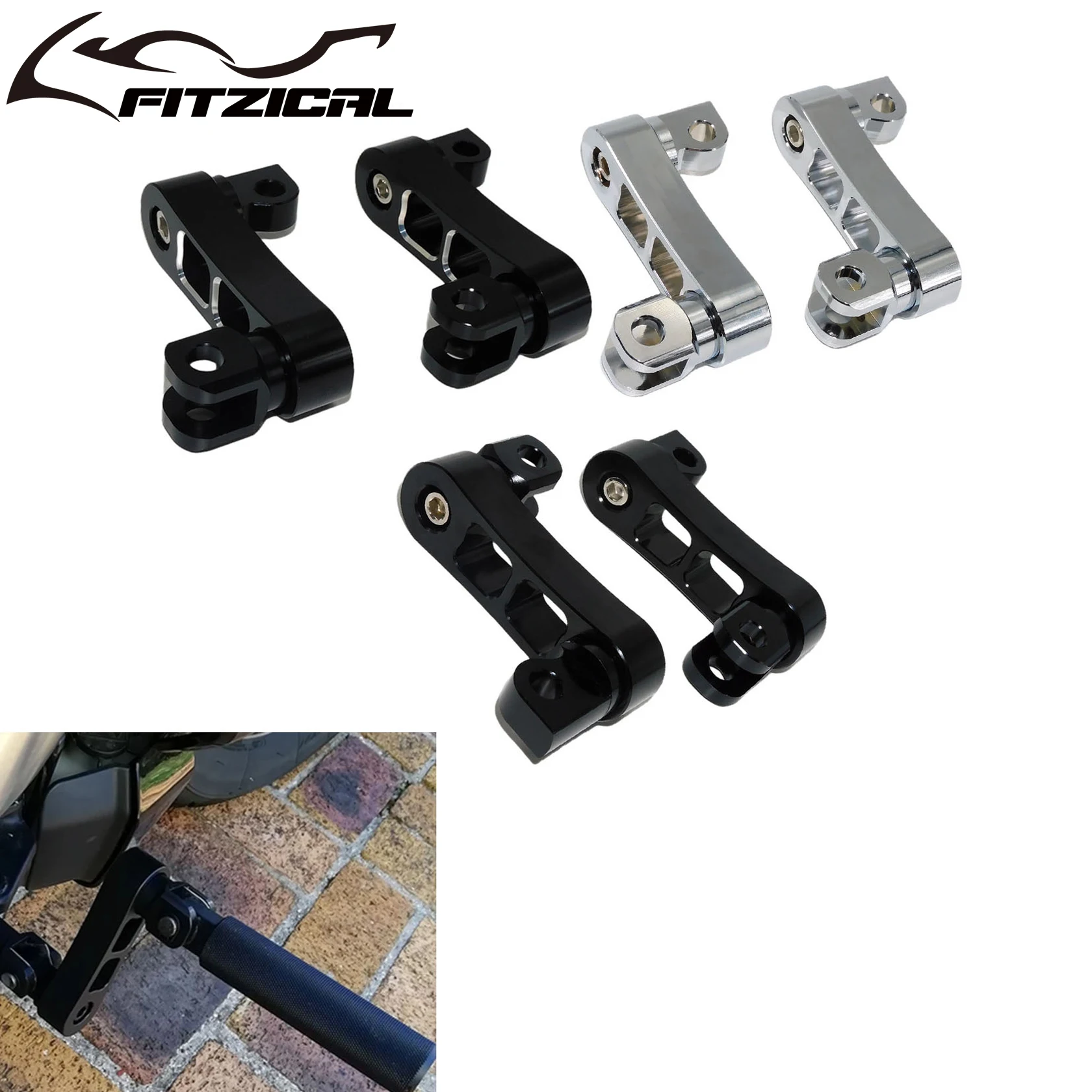 Motorcycle Adjustable Passenger Foot Pegs Mount Kit Highway Peg Clamp